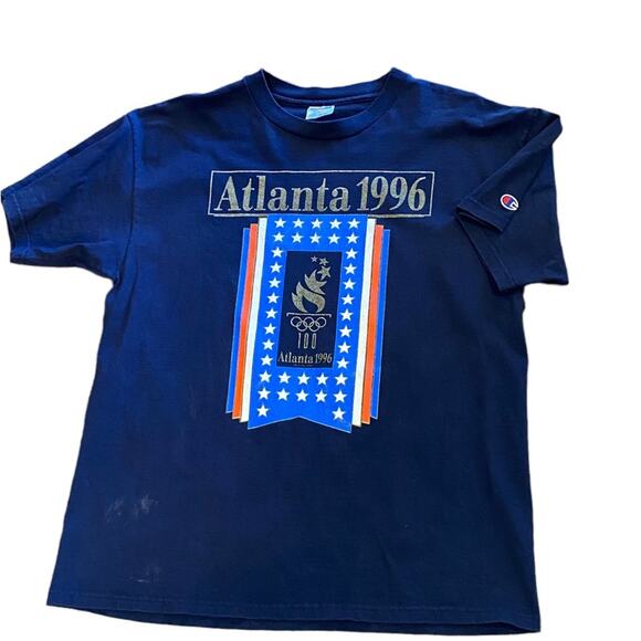 Vintage 1996 Olympics Champion T-shirt in a size extra-large navy short sleeve. - Picture 1 of 7